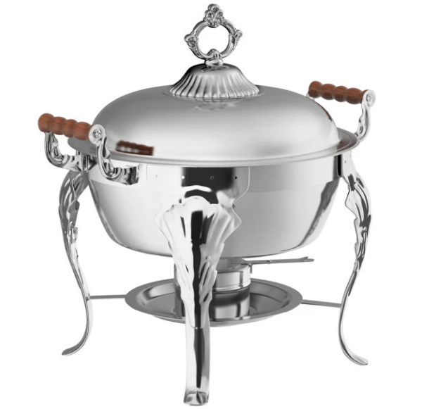 6 Quart Round Deep Ornate Chafer: Stainless Steel