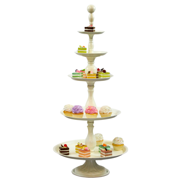 White Round Cupcake Stand - 5 Tier - Image 2