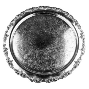 Silver Round Ornate Tray