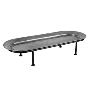 Pewter Oval Tray With Stands - 26"x10"