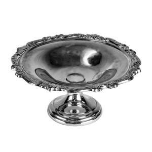 8" Round Silver Pedestal Bowl