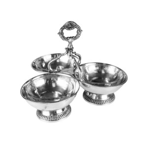 Silver 3 Section Condiment Bowl Set