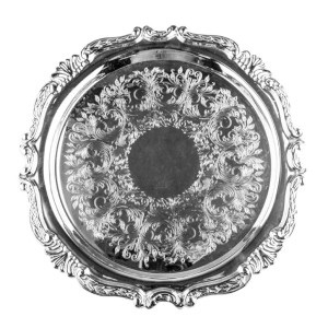 Silver Round Ornate Tray